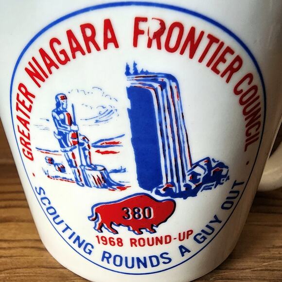Boy Scouts Mug Cup BSA 1968 Round Up Greater Niagara Frontier Council Scouting - Picture 3 of 9